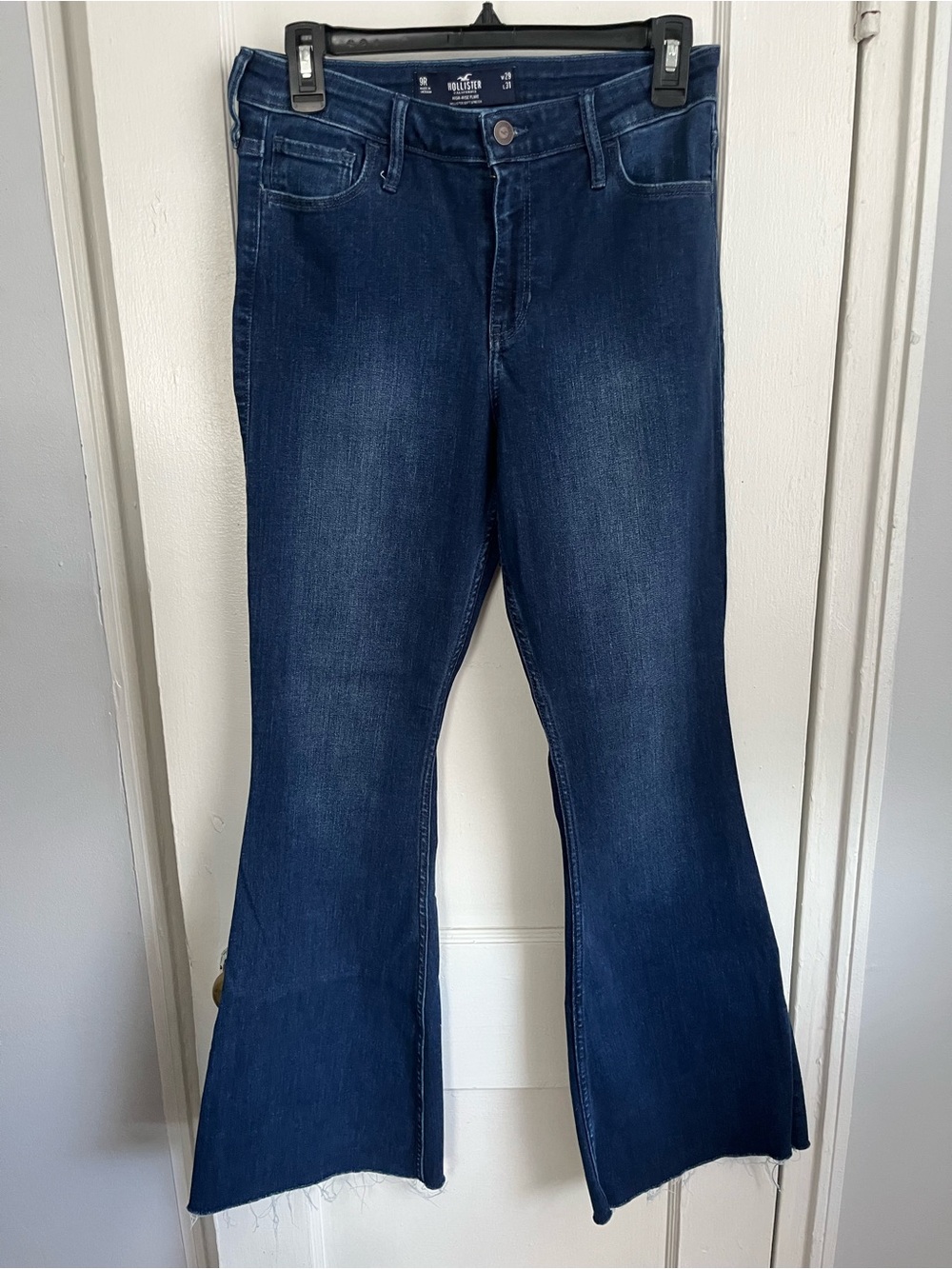 Hollister Women's Indigo Flare Jeans with Raw Hem